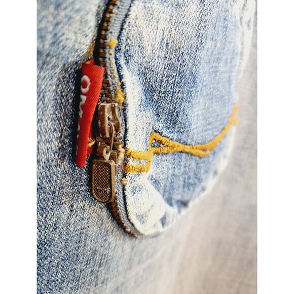 OMAVI NEW! DEADSTOCK! VINTAGE 90'S Delux Fit Med Wash Jeans Size 40 Blue BLK - Picture 4 of 9